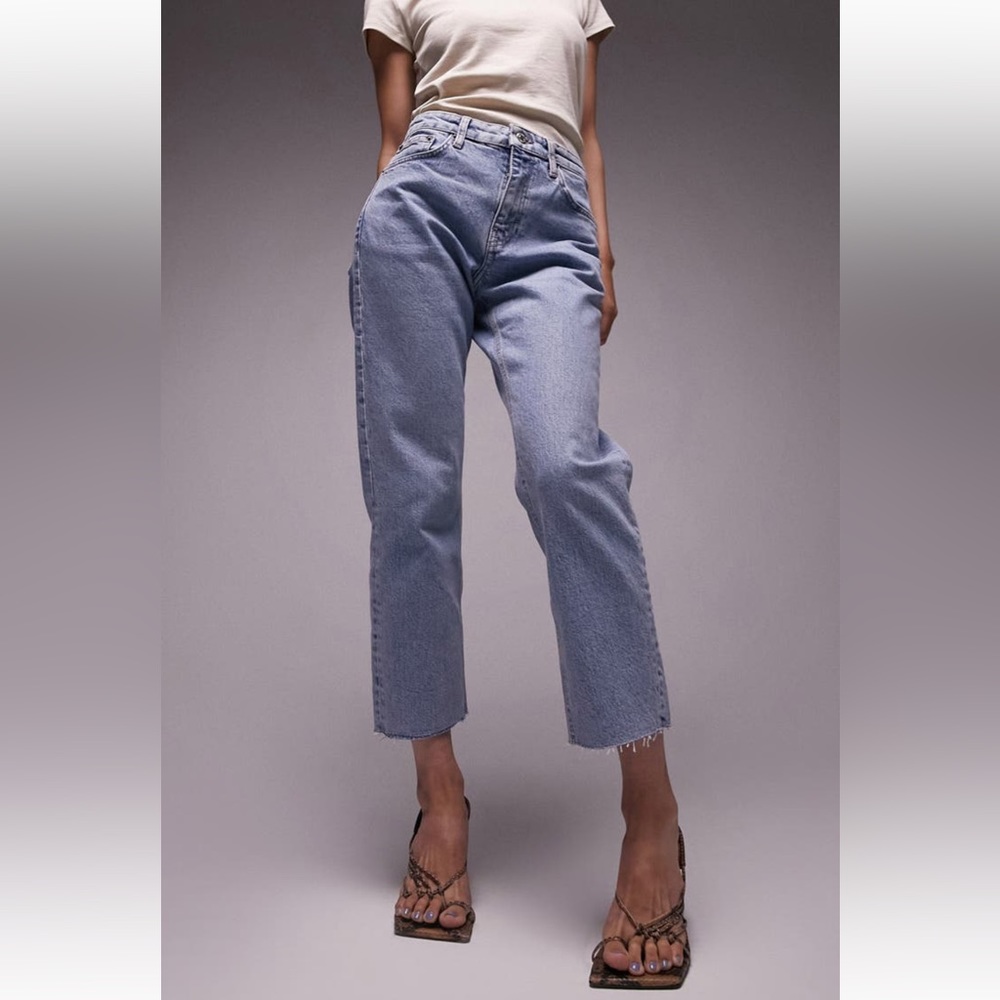 Topshop Raw Hem Crop Straight Jeans (Petite)